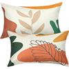 Weldomcor Set 2 Copricuscini 30x50 cm, Foglie Federe Decorativi Fiore Rettangolare Cotone Biancheria con Cerniera Invisibile Rinforzata Fodera per Cuscini Divano Sedia Camera da Letto Cuscini