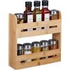 Relaxdays Portaspezie in bambù, Organizer per Spezie con 2 Ripiani, HLP: 25 x 25 x 7 cm, Espositore Spice Rack, Naturale