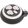 Brennenstuhl Comfort Line - Avvolgicavo a 3 prese con USB/mini avvolgicavo per interni con funzione di ricarica USB, cavo da 3 m, made in Germany, colore: Nero/Bianco