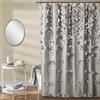 Lush Decor Riley tenda da doccia, 182,9 cm di larghezza x 182,9 cm di lunghezza, colore grigio chiaro, tenda da doccia di lusso con fiocchi, bella ed elegante, accessorio da bagno per ragazze,