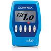 Compex Fit 1.0 Elettrostimolatore, Blu + CefarCompex - Elettrodi Performance Snap 5x5 cm Performance Elettrodi a Snap, 5x10 cm, 2 Pezzi