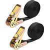 QWORK® 2 pezzi cinghie a cricchetto, cinghie fissaggio,Cinghie Tiranti, 6 mx 25 mm, per moto, auto, rimorchio