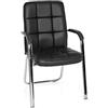 HJH Office 706450 sedia visitatore BORNE ecopelle nera sedia da conferenza sedia da riunione con braccioli