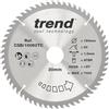 Trend Lama per sega circolare CraftPro Thin Kerf TCT, diametro 190 mm x 60 denti x foro 30 mm, punta in carburo di tungsteno, CSB/19060TC