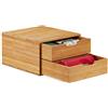 Relaxdays Cassettiera Portaoggetti in bambù, Organizer con Cassetti, Effetto Naturale, Portaoggetti da Scrivania, HLP 18 x 30 x 31 cm, Color Legno Naturale