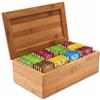 Relaxdays Scatola Porta tè e Tisane, 80 Bustine, Organizer per Vari Aromi, H x L x P: 9 x 28,5 x 16 cm, Legno Naturale