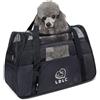 PETCUTE Trasportino per Cani e Gatti, Trasportino Cane per Gatto Portabile e Traspirante, Borsa Gatto Oxford Morbido con Guinzaglio Interno di Sicurezza, Tappetino Rimovibile Fino a 8kg Nero