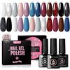 UR SUGAR Smalto Semipermanente Kit 12 Colori Shellac Nudo Nero Bianco Smalto per Unghie in Gel Glitterato Starter Set per Nail Art Salon Set Gel per Unghie Confezione Regalo per Manicure Set