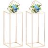 Nuptio Vaso D'oro per Centrotavola Nozze con Pannello Acrilico - 2 Pezzi Vasi Fiori Metallo Alti 60cm Fiori Stand per Tavola Feste Centrotavola Matrimoni Decorazione Espositore Colonna Geometrica