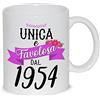 thedifferent Tazza Colazione Latte thè Mug Relax con grafica - Unica e favolosa dal 1954 anno di nascita - idea regalo Compleanno Natale Mamma Amica Sorella Nonna Zia