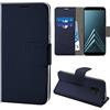 N NEWTOP Cover Compatibile per Samsung Galaxy A6 Plus 2018, HQ Lateral Custodia Libro Flip Magnetica Portafoglio Simil Pelle Stand Protettiva (Blu)