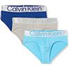 Calvin Klein Hip Brief 3pk 000nb3073a, Slip Uomo, Multicolore (Mid Blue, Signature Blue, Clay Gry), S