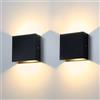 KYOTECH 12W LED Applique da parete Lampada da Parete Bianco Caldo 3000k Moderno in Alluminio per Soggiorno Camera da Letto Corridoio Scale Cucina Sala da Pranzo (2 Pezzi,Bianco Caldo)