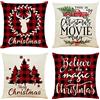 OYIMUA Federe per Cuscini, semplicità Moderna Copricuscini Decorativi in lino Fodera per Cuscino, Set di 4 Federa per Soggiorno Sedia Divano 50 x 50 cm Natale tartan rosso