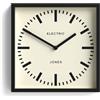 Jones Clocks® Box railway Orologio a parete | Orologio quadrato della stazione | 25cm | Nero | Look di design interessante per cucina, soggiorno o ufficio