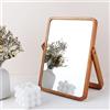 DaizySight Specchio da Tavolo per Trucco, Specchio Legno Rustico Decorativo - Rettangolare Rosso Marrone