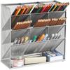 Marbrasse Organizer Scrivania a Rete,Porta Penne Multifunzione,Organizzatore Scrivania,Metallo per Materiale Scolastico per Ufficio Casa(Argento)