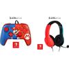 PDP 500-162-NA-BLRD Cuffie Stereo per Nintendo Switch , Blu/Rosso + Pdp Nintendo Switch Faceoff Deluxe+ Controller Cablato Audio Mario - Nintendo Switch
