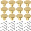 BIGLUFU 12 Pezzi Pomolo per Mobili Rotondo, Oro Pomelli per Porta 25mm Maniglia per Armadietto con Viti per Porte Armadietti Cassetti e Guardaroba Accessori Mobili