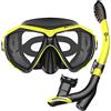 Dorlle Set per Maschera Snorkeling, Maschera Subacquea Adulti Anti-Perdita, Anti-Appannamento,Snorkel Set in Vetro Temperato,con Boccaglio a 3 Canali Dry per, Unisex Adulto