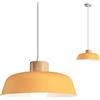 HJXDtech Lampadario a sospensione rotondo moderno in metallo colorato semplice, Lampada da soffitto E27 con finitura in legno Luce per soggiorno cucina camera da letto (Giallo)