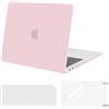MOSISO Custodia Compatibile con MacBook Air 13 Cover M1 2021 2020 2019 2018 A2337 A2179 A1932 Retina Touch ID, per MacBook Air M1 Cover 13,3 Case&Copritastiera&Pellicola, Quarzo Rosa