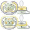 AVENT Succhietto Philips Avent Ultra Air Nighttime - Confezione da 2, ciuccio fluorescente traspirante senza BPA per bambini dai 18 mesi in su, include scatola di trasporto e sterilizzazione, Cloud/Tiger