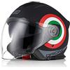 ORIGINE Casco Jet Moto 3/4 Aperto con Doppia Visiera Adatto per Scooter Omologato ECE (Italy 2.0 Matt Black,XS)