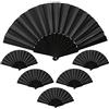 CAINCAY Ventilatore a Mano 6 Pezzi Nero Ventilatore Pieghevole Portatile Mano Ventaglio Pieghevole Cinese Ventilatore in Stoffa Orientale per Ballo, Festa, Regali di Nozze