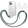 TBOC Pack: Cordino Catenella Laccio Strap Porta Cover [Verde Scuro] + 2 Toppe di Fissaggio aggiuntive Telefono Cellulare Collo - Tracolla Catenina cordini Phone Cellulari Universale Laccetti