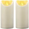 CANDLE IDEA 2 candele a LED impermeabili a batteria, senza fiamma, a pilastro, con timer tremolante, in resina, luce decorativa elettrica per lanterne, patio, giardino, matrimoni, dimensioni: 7.6 x 15.2 cm