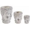Bizzotto Set 3 vasi arredo per piante Buddha Bianco fumè 0790621
