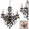 hofstein Lampadario Delhi in metallo nero, lampada a sospensione a 5 luci, 5 x E14, lampada a sospensione classica con cristalli decorativi, design vintage/retrò, senza lampadina/e