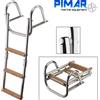 pimar Scaletta pieghevole Inox 3 Gradini in Legno Teak per Barca Gommone plancette