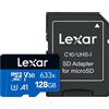 Lexar Professional 633x Scheda Micro SD 128 GB, Scheda di Memoria microSDXC UHSI con Adattatore SD, Fino a 100 MB/s in lettura, Scheda TF per Smartphone, Tablet e Action Cam (LSDMI128BBEU633A)