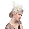 UBRAVE Fascinators per Capelli da Donna, Cappello da Cerimonia Nuziale da Donna con Fiore Piuma e Velo, Fascinator Chapeau per Matrimonio Festa Cocktail Banchetto, Carnevale - Bianco Crema