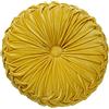 NatureMan Cuscino rotondo per divano da 34,8 cm, in velluto di colore puro, cuscino rotondo plissettato, cuscino a zucca, adatto per decorazione di casa letto auto (giallo)