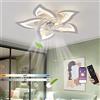 MiiR Ventilatore da soffitto silenzioso a LED con illuminazione,plafoniera da camera da letto 50W,con telecomando e lampada dimmerabile APP con ventilatore Paralume in acrilico a forma di fiore Lampade