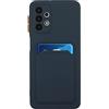 Miagon Opaco Portafoglio Custodia per Samsung Galaxy A53 5G,Slot Card Holder Porta Carte Cover Protettiva in Silicone Sottile Morbido AntiGraffio Case,Buio Blu
