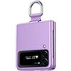 HAOYE Cover per Samsung Galaxy Z Flip4 (Z Flip 4) Cover, Rugged PC Antiurto Protettivo Custodia Case Bumper con Anello in Metallo. Viola