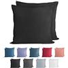Komfortec Just Contempo - Set di 2 federe per cuscino, 100% cotone, 80 x 80 cm, super morbide, 150 g/m², colore: nero