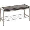 HAKU Panca portascarpe alluminio nero Scarpiera con seduta imbottita Similpelle Metallo - Dim. L 80 cm x A 48 cm x P 32 cm Stile Moderno
