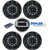 PIMAR RADIO STEREO BARCA MARINO BLUETOOTH-USB KIT CON 4 CASSE 150-WATT PIU TELECOMANDO