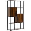 HOMCOM Libreria Nero Marrone 4 Ripiani 2 Armadietti, Stile Industriale, Design Elegante per Soggiorno, 90x30x159.5cm|Aosom