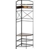 HOMCOM Appendiabiti da Terra Angolare con Panca e Scarpiera in Stile Industriale, 50x50x183cm, Marrone|Aosom