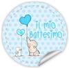 Handmade Adesivi "Il mio Battesimo" - Set 30 Pezzi Ø 40 mm con Elefantino Azzurro, Stickers Tondi per Bomboniere, Sacchetti e Confetti, Non Personalizzabili (ELE-03-A-B)