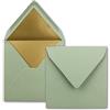 FarbenFroh by GUSTAV NEUSER 10x buste quadrate - 15,5 x 15,5 cm - Colore: eucalipto (verde) - foderato con carta metallizzata oro - Incollaggio a umido - per inviti e saluti cari