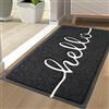 Homaxy - Zerbino per interni ed esterni, con scritta Hello, antiscivolo, lavabile, per porta di casa, ingresso, giardino (44 x 76 cm, nero)