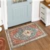 KIMODE Zerbino vintage per interni, 60 x 90 cm, antiscivolo, piccolo tappeto da ingresso, stile bohémien, lavabile in lavatrice, tappetino da bagno a pelo basso, non perde pelo, per ingresso