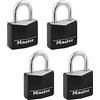 Master Lock 131Q - Lucchetti in alluminio coperti allo stesso modo, colore nero, 4 pezzi (confezione da 1)